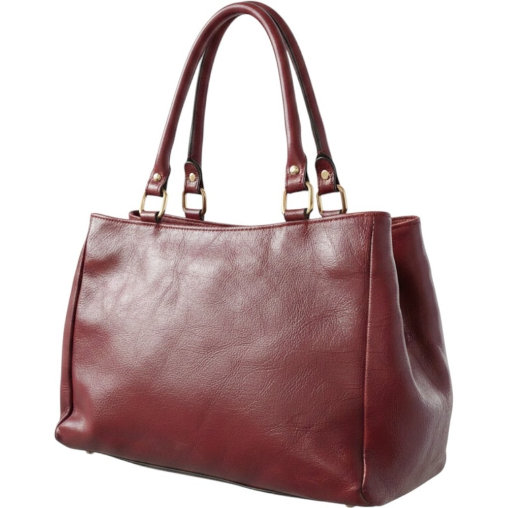 Divina Firenze Burgundy Leather Satchel Made in Italy Triple Compartment Handbag